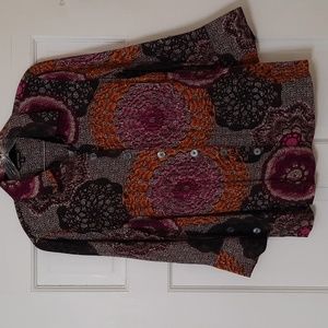 NWT JOHN MARK HIGH SOCIETY MULTICOLOR BLOUSE SZ S.